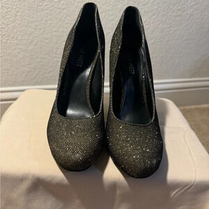 Women's Nine West 6M Rocha Gold Glitter Shoes Pumps High 4 inch Heels